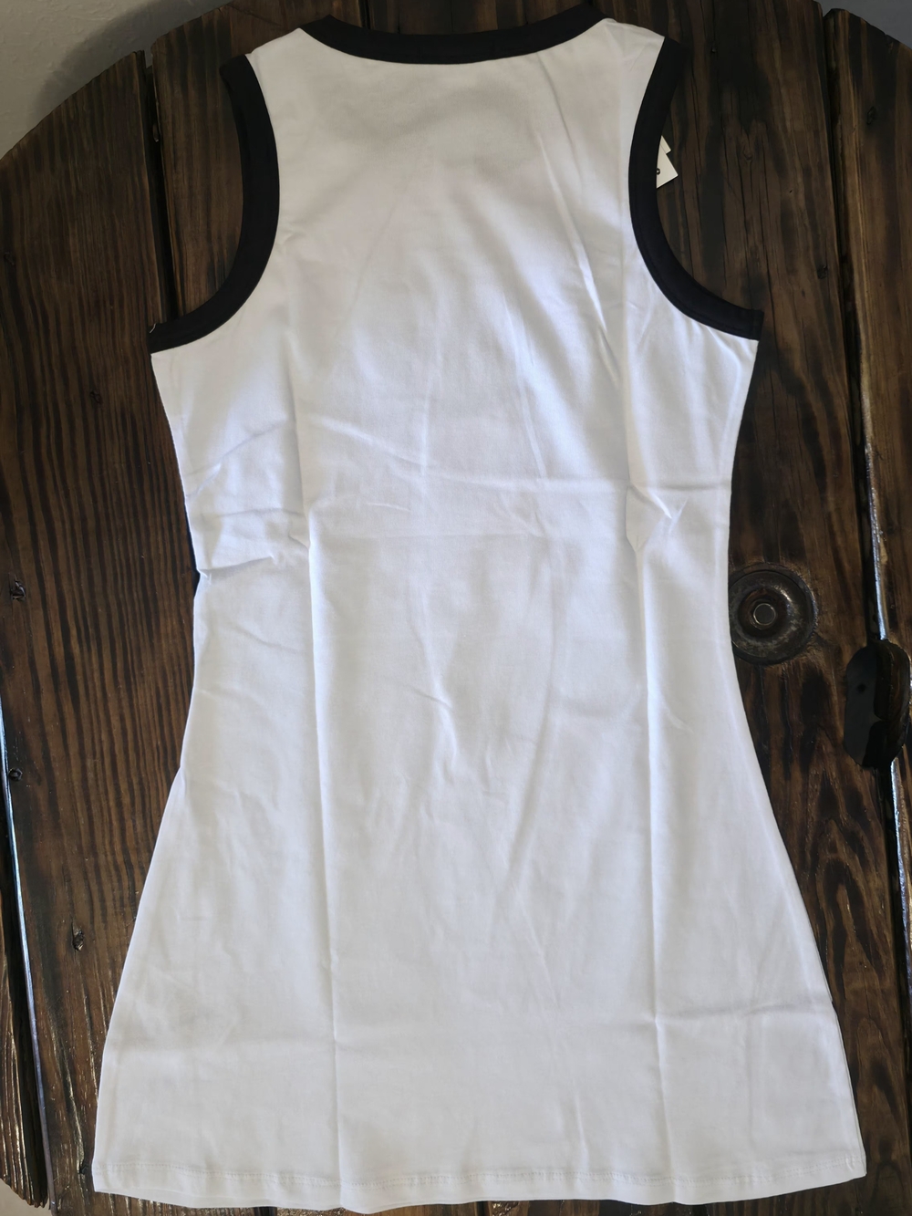 ALO Yoga White Mini Dress with Black Trim and Logo - Picture 2 of 2